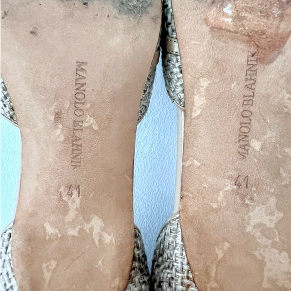 MANOLO BLAHNIK | Vintage Retro D’Orsay Beige Woven Pointed Kitten Heel Pumps 41 - Picture 14 of 14